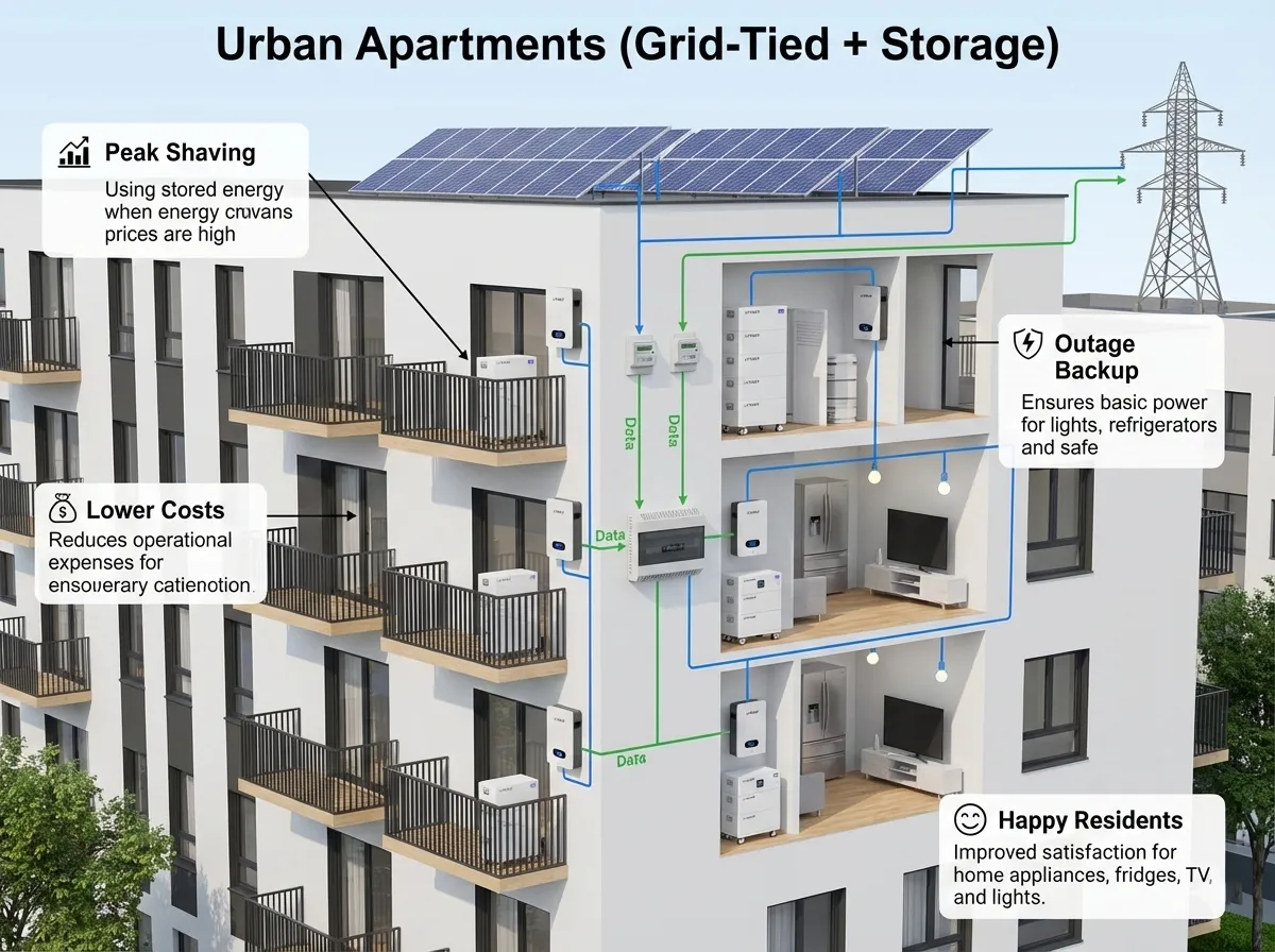 Stadsappartement met netgekoppelde opslag