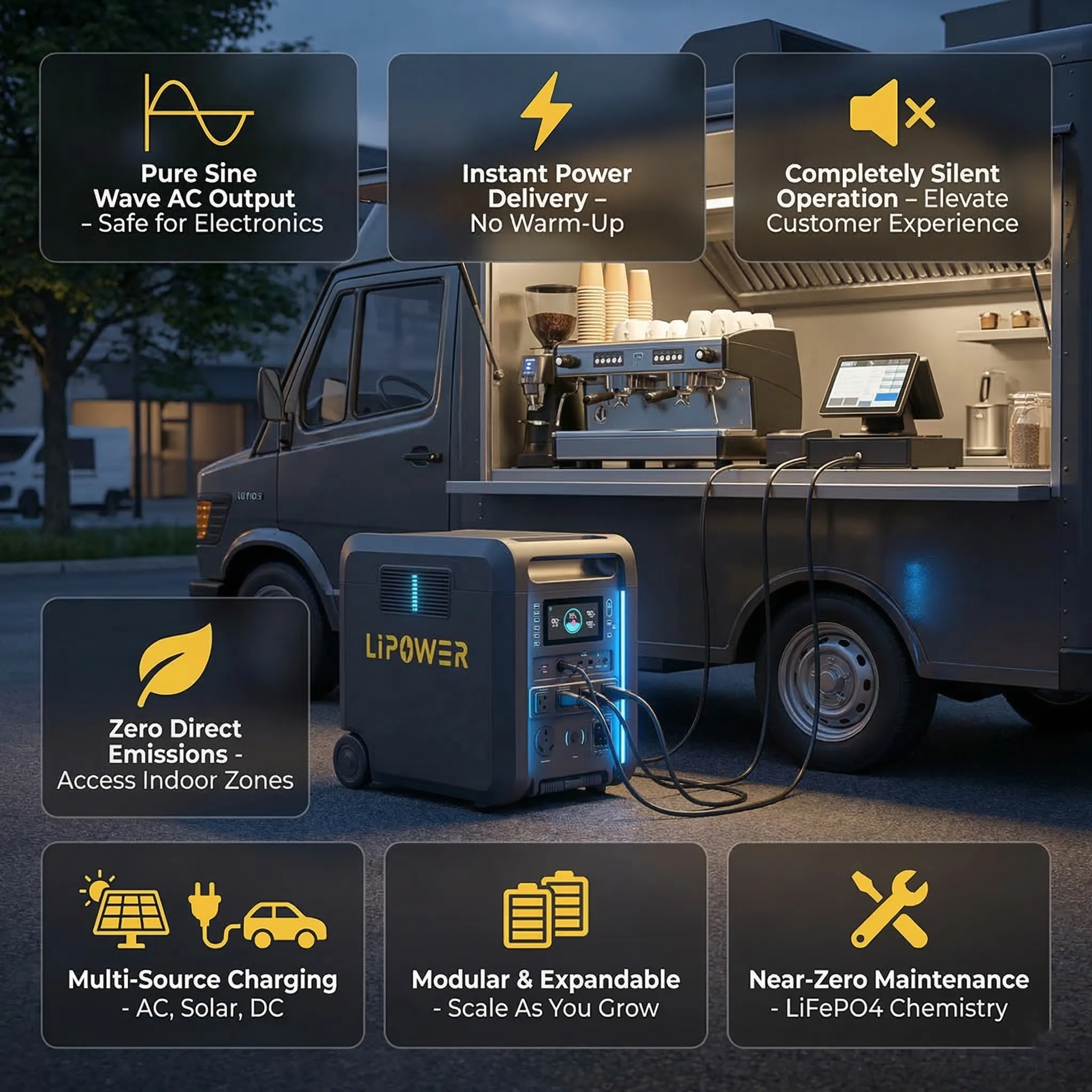 フードトラック電力ステーション