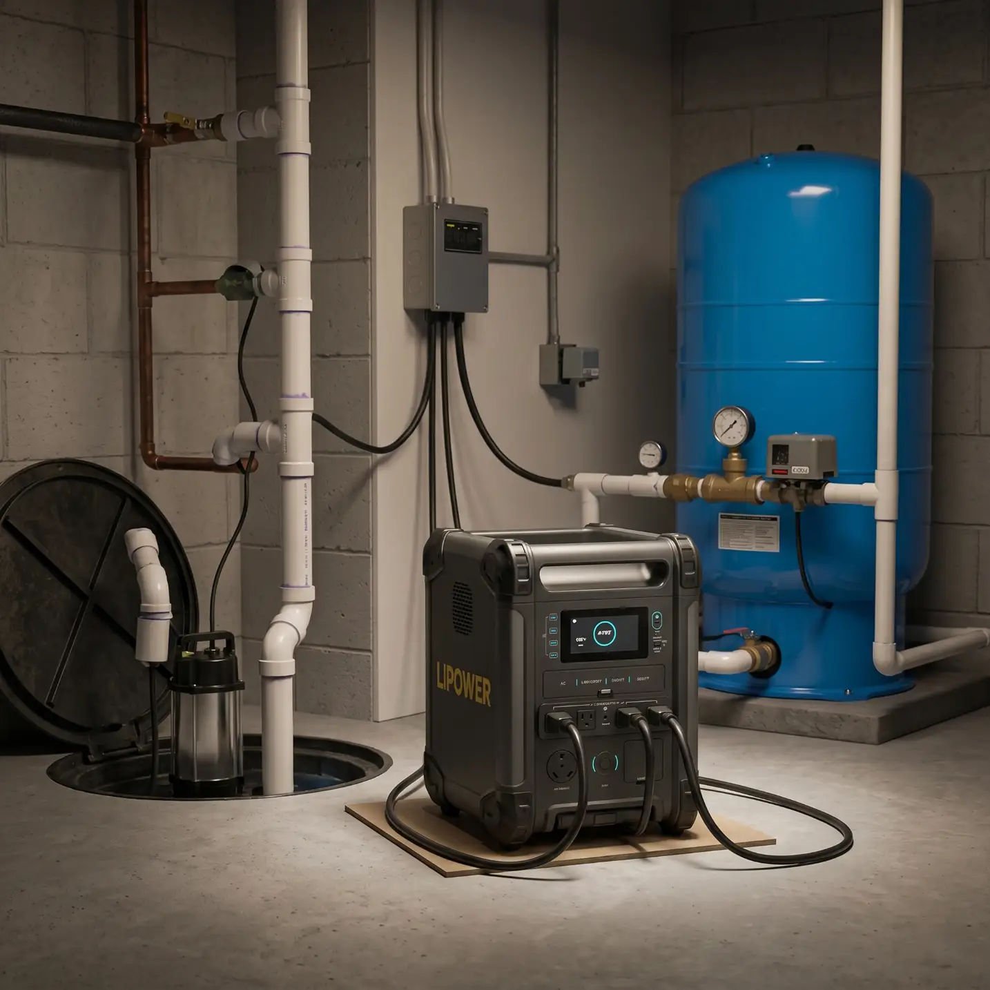 Batterij-ondersteunde stroom voor well-pomp en sump-pomp