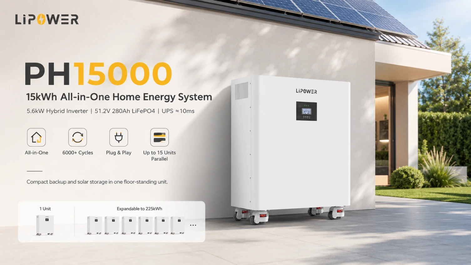 PH15000 15kWh все-в-одному домашня сонячна батарея з інвертором 5 кВт