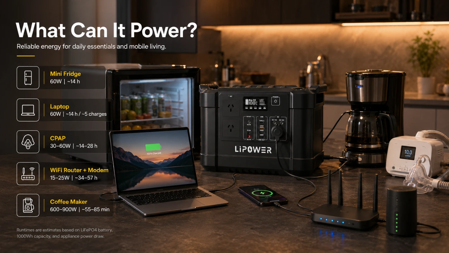 G1000L-S runtime estimates and powered devices
