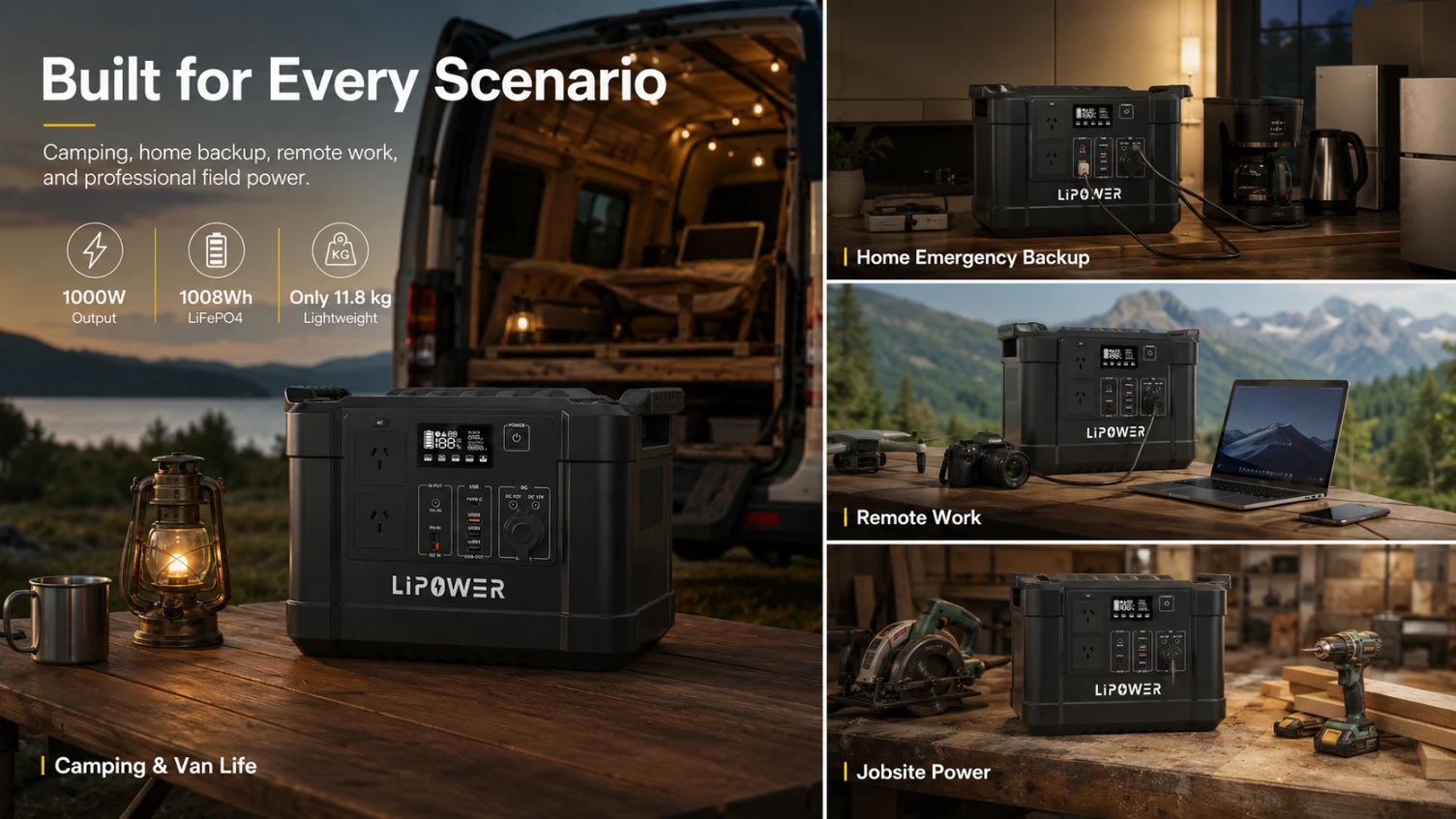 G1000L-S ideal use cases for camping backup and mobile office