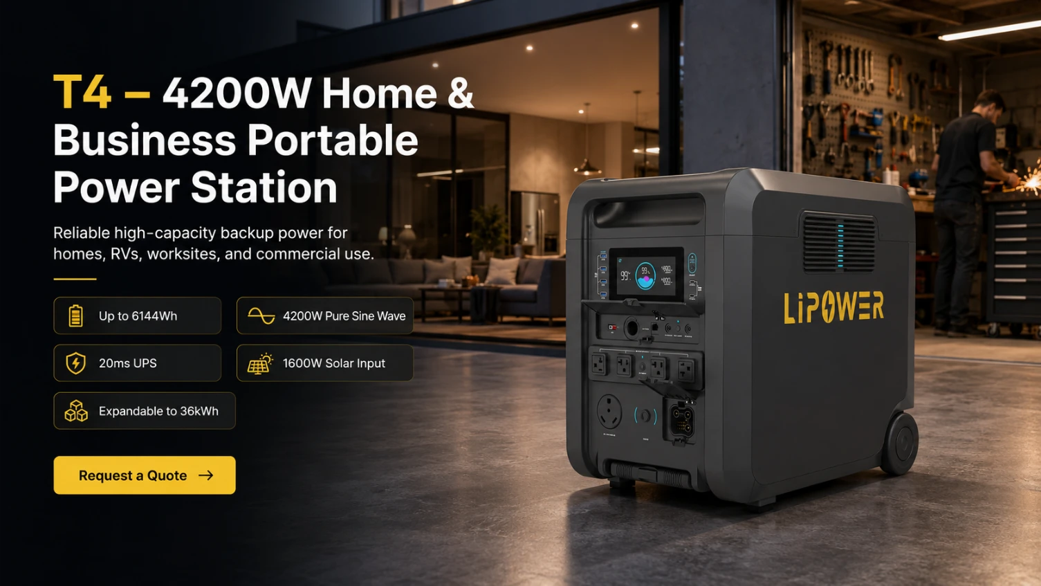 T4 4200W portativ quvvat stansiyasi 6144Wh LiFePO4 batareya zaxira bilan
