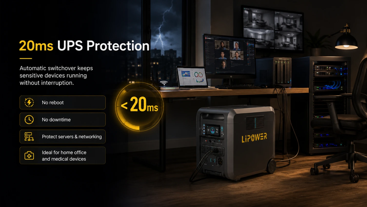T4 20ms UPS portativ quvvat stansiyasi nozik uskuna uchun himoya qiladi